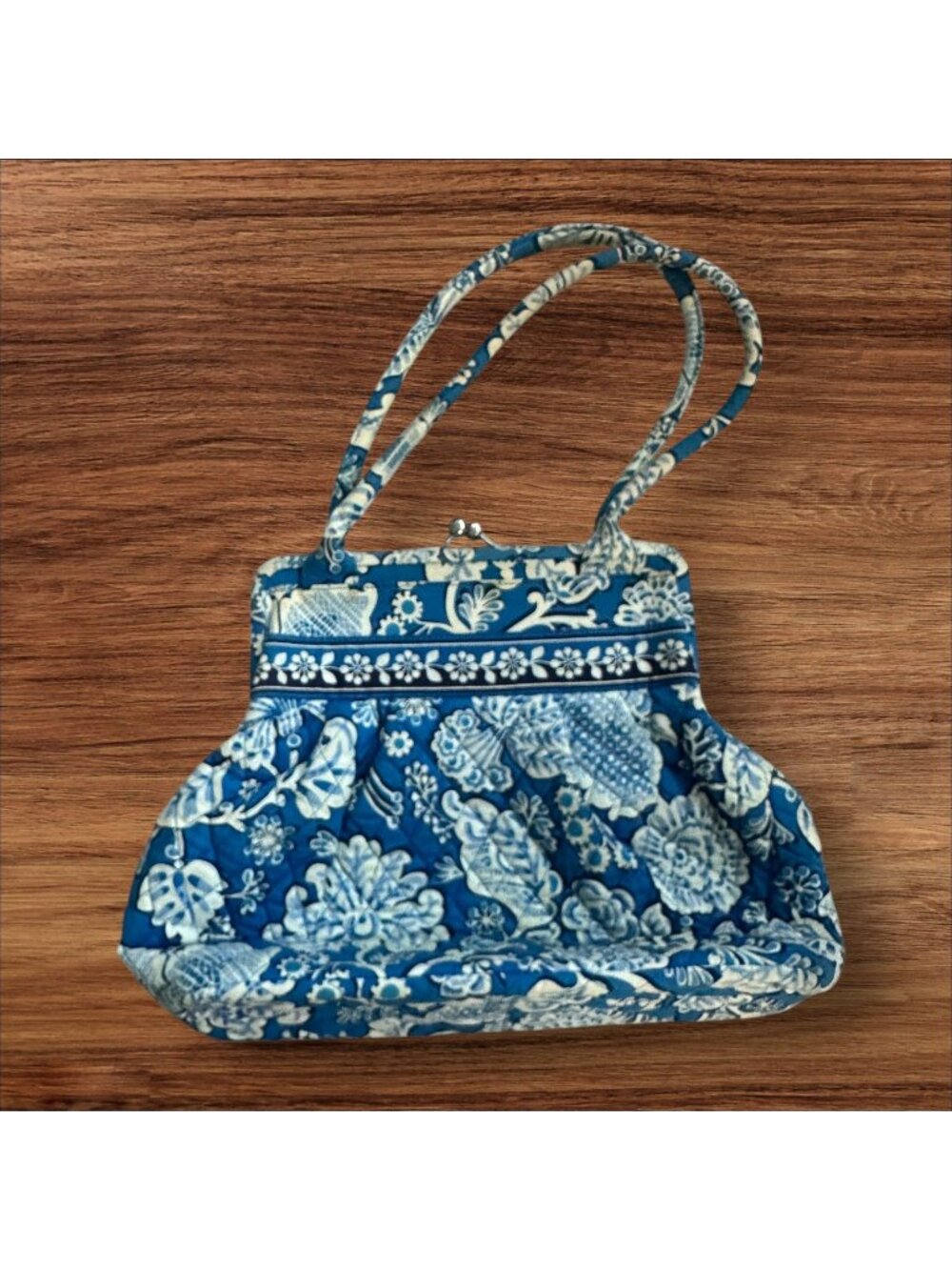 VERA BRADLEY Blue Lagoon Top Handle Kisslock Shoulder Bag